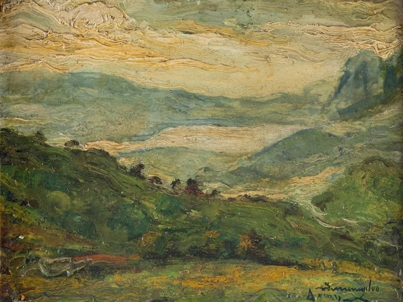 1866-Ermenegildo Agazzi - Paesaggio di montagna
